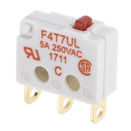 1 pcs - Saia-Burgess Plunger Micro Switch, Solder Terminal, 5 A @ 250 V ac, SPDT, IP40