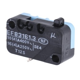 1 pcs - Crouzet Plunger Micro Switch, Solder Terminal, 20 A @ 250 V ac, SPDT, IP40