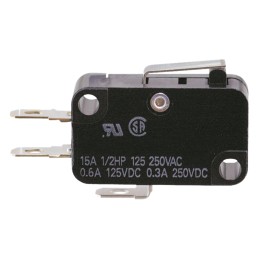 1 pcs - Omron Short Hinge Lever Micro Switch, Tab Terminal, 100 mA @ 30 V dc, SPDT, IP40