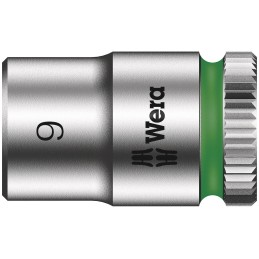 1 pcs - Wera 1/4 in Drive 9mm Standard Socket, 6 point, 23 mm Overall Length