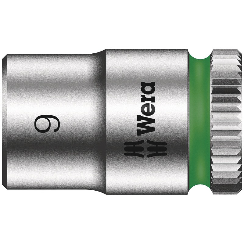 1 pcs - Wera 1/4 in Drive 9mm Standard Socket, 6 point, 23 mm Overall Length