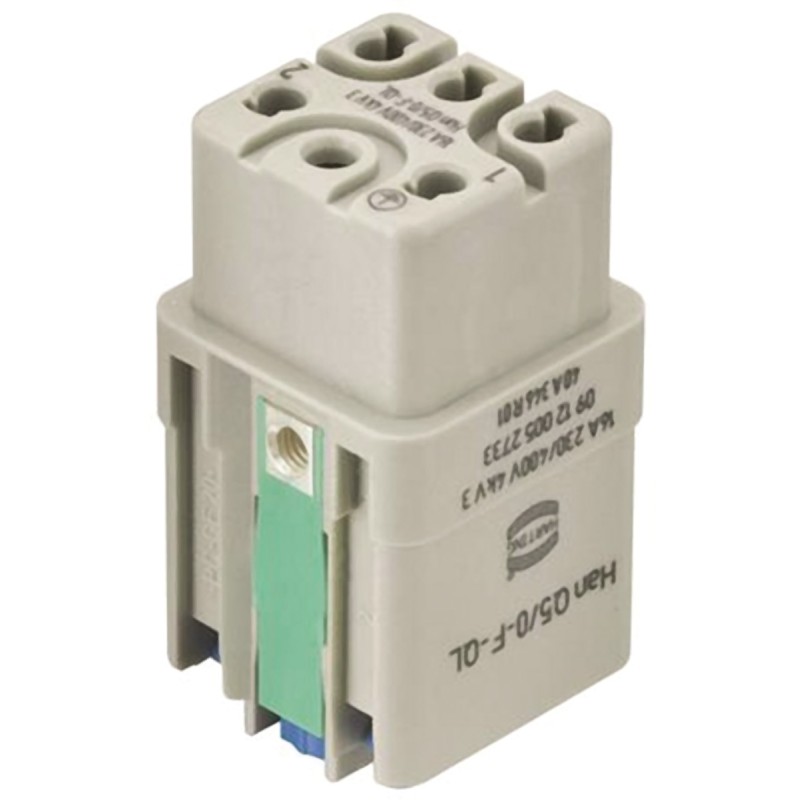 10 pcs - HARTING Heavy Duty Power Connector Insert, 16A, Female, HAN Q Series, 5 Contacts