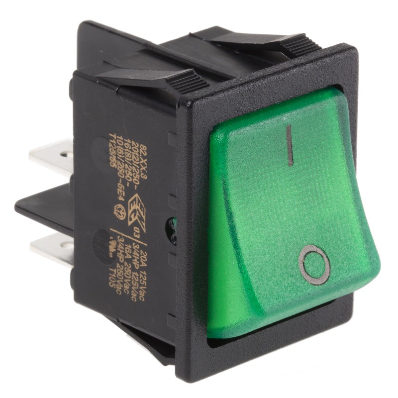 1 pcs - Molveno Illuminated DPST, On-None-Off Rocker Switch Panel Mount