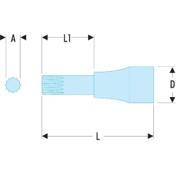 1 pcs - Facom 1/2 in Drive Bit Socket, XZN Spline Bit, M10, 60 mm Overall Length