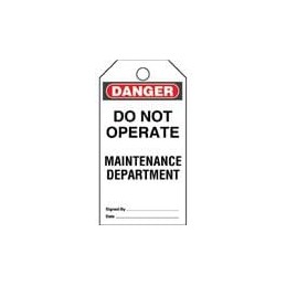 1 pcs : PVT-44 - Labels & Industrial Warning Signs Plastic Tag 'Danger Do Not Operate Main