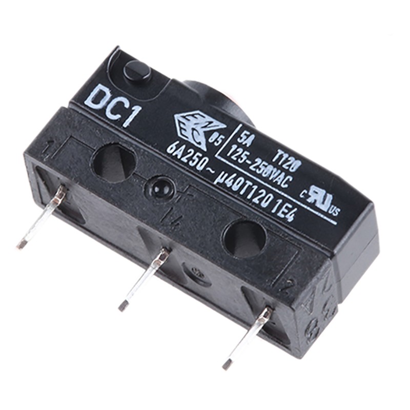 1 pcs - ZF Button Micro Switch, PCB Terminal, 6 A @ 250 V ac, SPDT, IP6K7