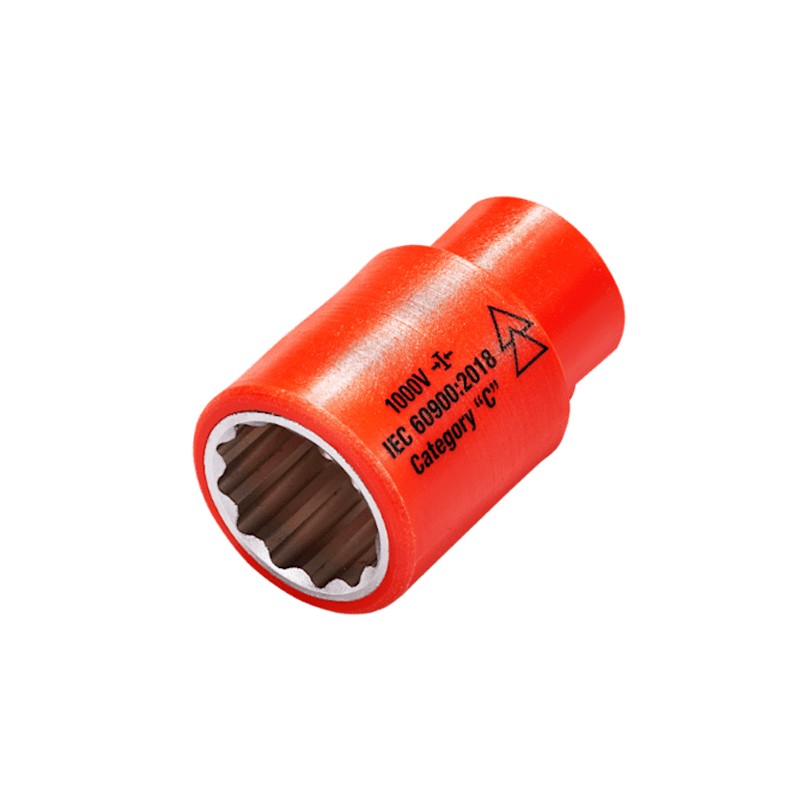 1 pcs - ITL Insulated Tools Ltd 3/8 in Drive 24mm Insulated Standard Socket, 12 point, VDE/1000V, 48 mm Overall Length