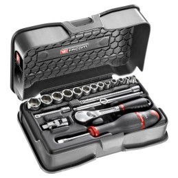 1 pcs - Facom 19-Piece Metric 1/4 in Standard Socket Set with Ratchet, 6 point