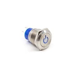 1 pcs : ULV4F2BSS544 - Pushbutton Switches Anti-vandal, SPDT, On-(On), Panel Mount, Front, Silver, LED, Blue, IP67