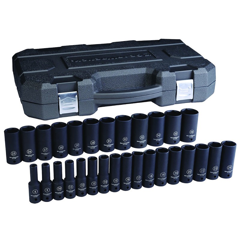 1 pcs - GearWrench 29-Piece Metric 1/2 in Deep Impact Socket Set , 6 point