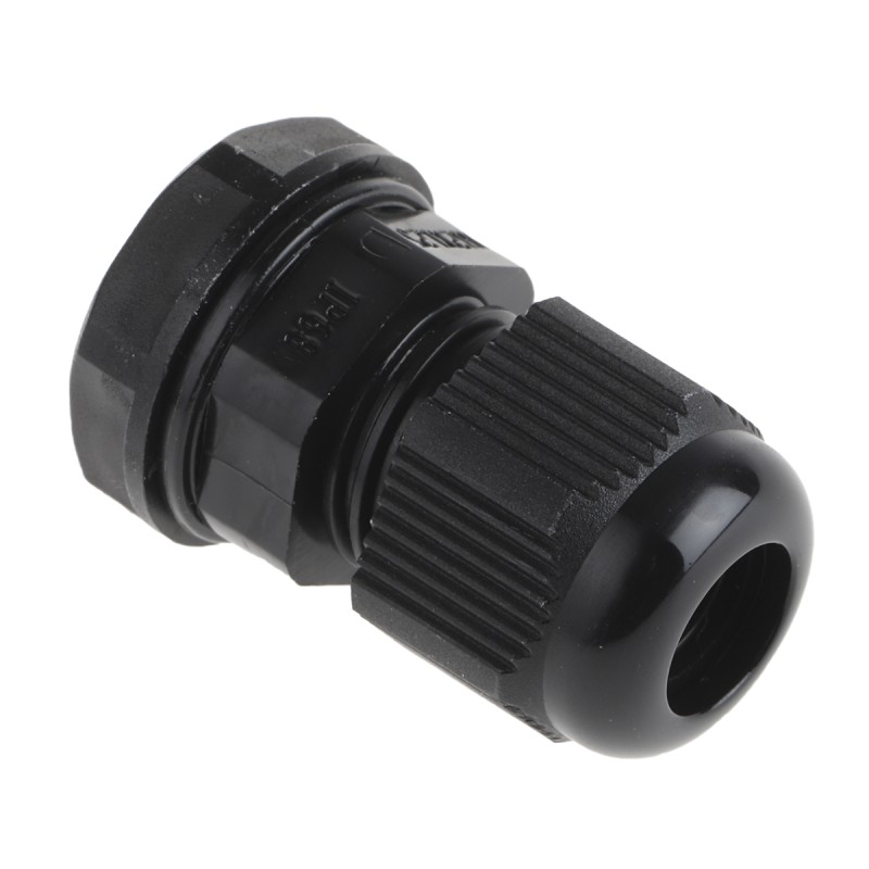 1 Bag of 5 - RS PRO Black Nylon Cable Gland, M12 Thread, 3mm Min, 6.5mm Max, IP68