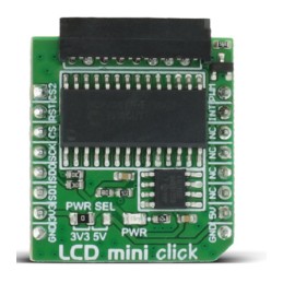 1 pcs - MikroElektronika MIKROE-2453, LCD Mini Click LCD Display Adapter Board With 2x16 Monochrome Character Display