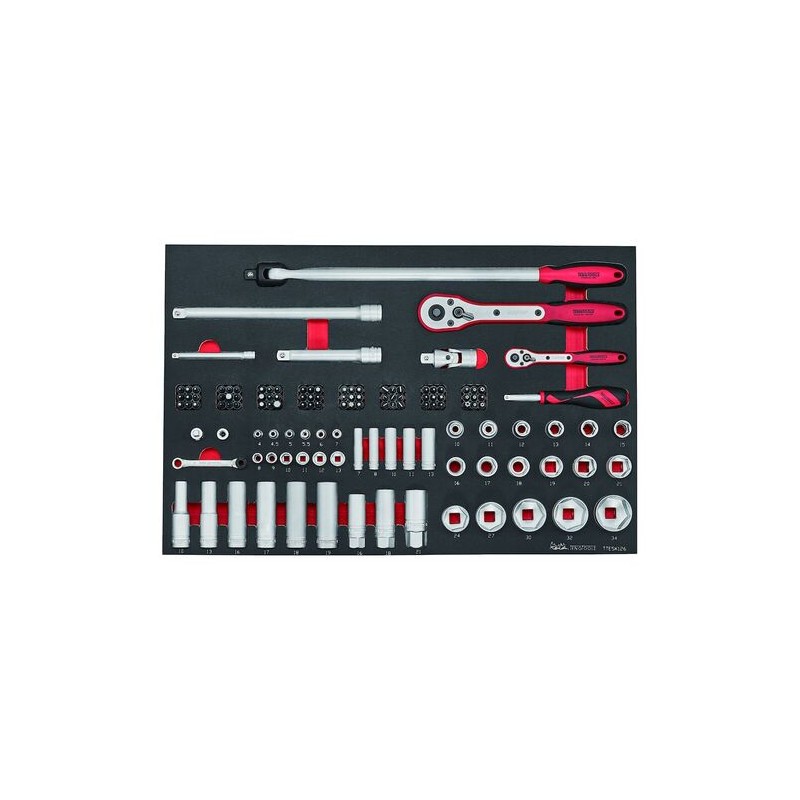 1 pcs - Teng Tools 126-Piece Metric 1/2 in, 1/4 in Deep Socket/Standard Socket/Bit Set with Ratchet, 6 point, 12 point, Hex