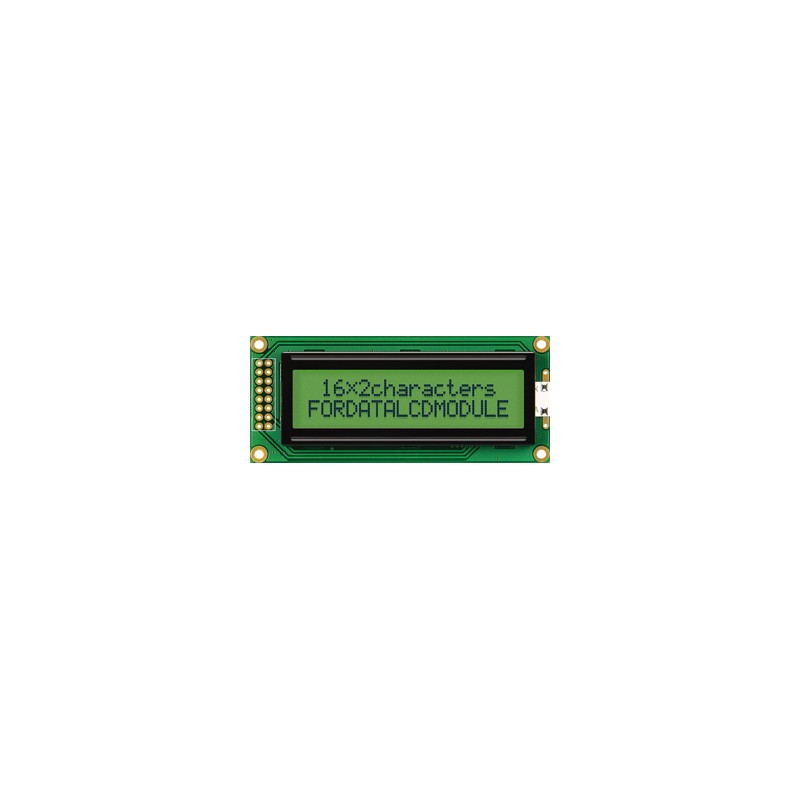 1 pcs - Fordata FC1602B01-RNNYBW-66SE FC LCD LCD Graphic Display, Green, Yellow on, 2 Rows by 16 Characters, Reflective