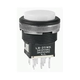 1 pcs : LB25WKW01-BJ - Pushbutton Switches DPDT ON-(ON) WHT Ag PNL SEAL BLK HOUSING