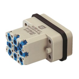 10 pcs - HARTING Heavy Duty Power Connector Insert, 16A, Male, Han Q Series, 8 Contacts
