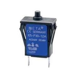 1 pcs : 105-P10-10A - Circuit Breakers Miniaturised single pole thermal circuit breaker with push-to-reset tease free, trip-free