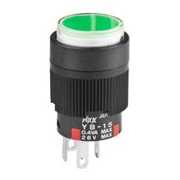 1 pcs : YB15CKG01-5F-JF - Pushbutton Switches ON(ON) RND BUSHING GRN LED CLR/GRN CAP
