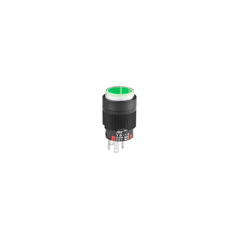 1 pcs : YB15CKG01-5F-JF - Pushbutton Switches ON(ON) RND BUSHING GRN LED CLR/GRN CAP
