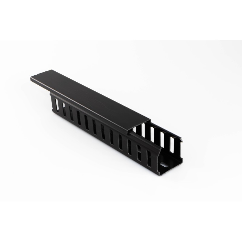 4 pcs - Beta Duct 1000 Black Slotted Panel Trunking - Open Slot, W100 mm x D100mm, L2m, PVC