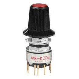 1 pcs : MRK206-BC - Rotary Switches DP 6 POS LOW SHAFT ACTR PC RED TIP KNOB