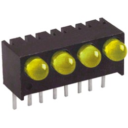 1 pcs - Dialight 551-1207-004F, Yellow Right Angle PCB LED Indicator, 4 LEDs, Through Hole 1.8 V