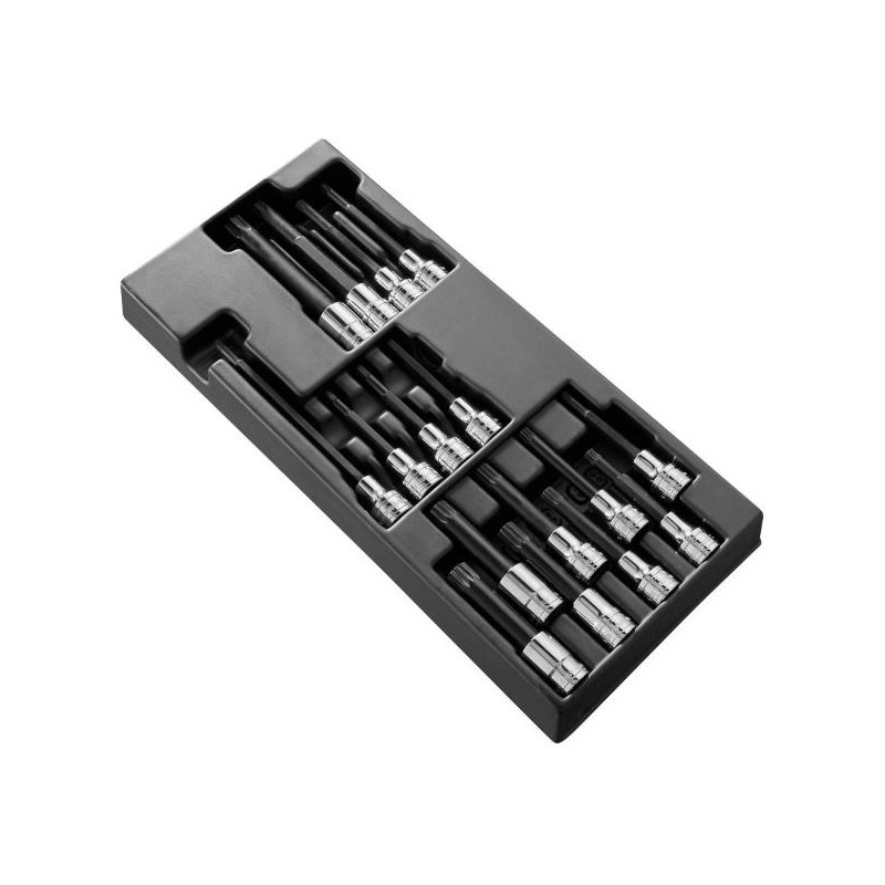 1 pcs - Facom Screwdriver Bit Set 16 Pieces, Hexagon, Multi Tooth (XZN), Torx