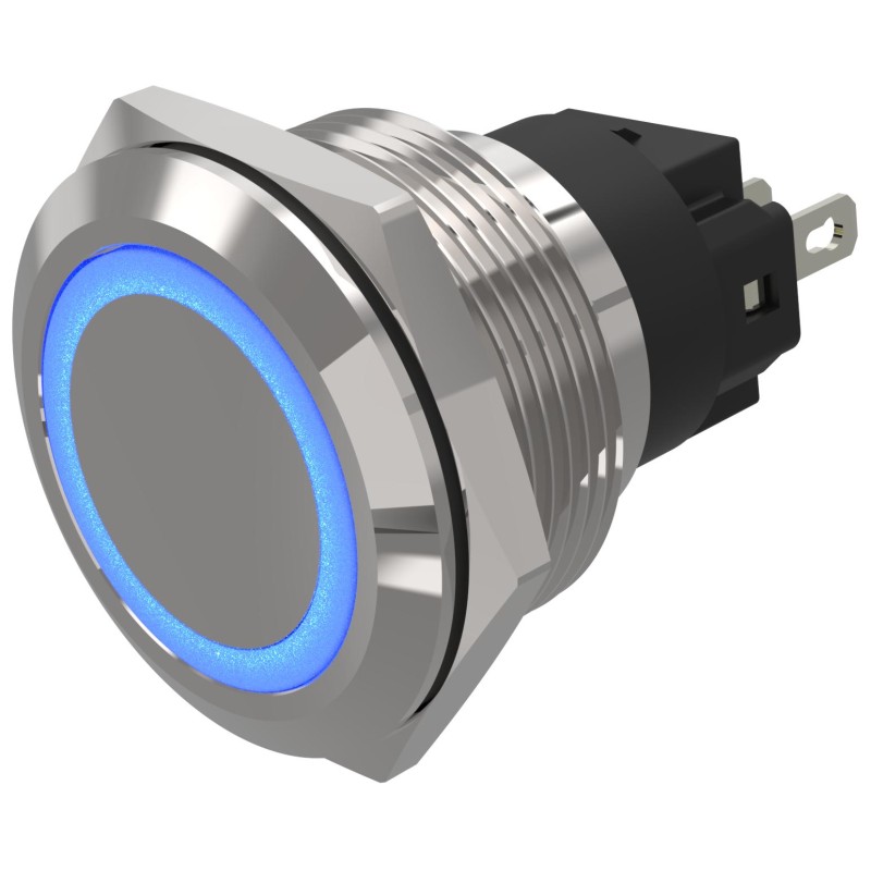 1 pcs - EAO 82 Series Blue Indicator, 24V ac/dc, 22mm Mounting Hole Size, Solder Tab Termination, IP65, IP67