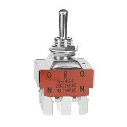 1 pcs : S43F - Toggle Switches 20A 125-250VAC 20VDC 4PDT ON-OFF-ON QC