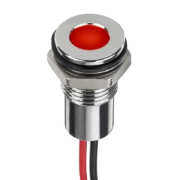 1 pcs - RS PRO Red Panel Mount Indicator, 12V dc, 8mm Mounting Hole Size, Lead Wires Termination, IP67