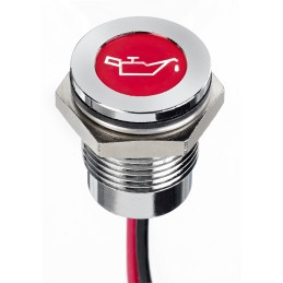 1 pcs - APEM Red Panel Mount Indicator, 12V dc, 14mm Mounting Hole Size, Lead Wires Termination, IP67