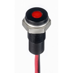 1 pcs - RS PRO Red Panel Mount Indicator, 21.6 - 26.4V dc, 6mm Mounting Hole Size, Lead Wires Termination, IP67