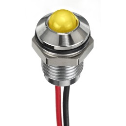 1 pcs - RS PRO Yellow Panel Mount Indicator, 1.8 - 3.3V dc, 8mm Mounting Hole Size, Lead Wires Termination, IP67