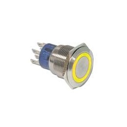 1 pcs : ULV7F2HSS634 - Pushbutton Switches Anti-vandal, DPDT, On-(On), Panel Mount, Front, Silver, LED, Green, IP67