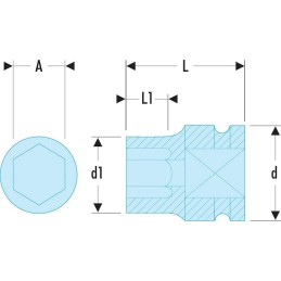 1 pcs - Facom 65mm, 1 in Drive Impact Socket Standard Impact Socket, 87 mm length