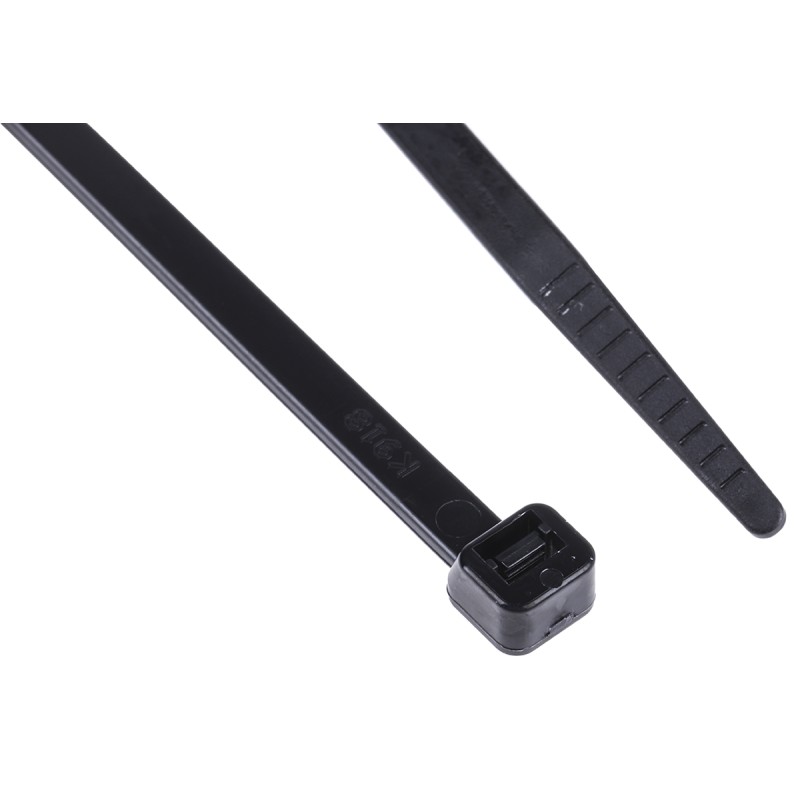 1 Bag of 100 - RS PRO Cable Tie, 250mm x 4.8 mm, Black Nylon, Pk-100