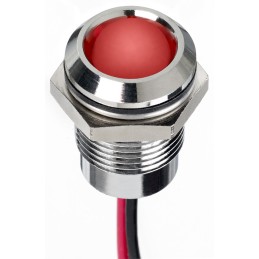 1 pcs - RS PRO Red Panel Mount Indicator, 12V dc, 14mm Mounting Hole Size, Lead Wires Termination, IP67