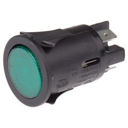 1 pcs - Molveno Illuminated Push Button Switch, Latching, Panel Mount, 25mm Cutout, DPST, Green LED
