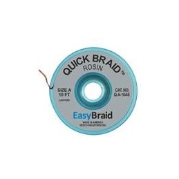 1 pcs : Q-A-10AS - Desoldering Braid / Solder Removal DESOLDERING BRAID, QUICK BRAID, .025' X 10', ANTISTATIC, 25/PACK