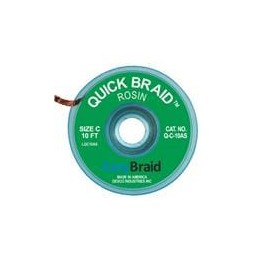 1 pcs : Q-C-10AS - Desoldering Braid / Solder Removal DESOLDERING BRAID, QUICK BRAID, 0.075' X 10', ANTISTATIC, 25/PACK