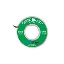 1 pcs : Q-C-25 - Desoldering Braid / Solder Removal DESOLDERING BRAID, QUICK BRAID, .075' X 25'