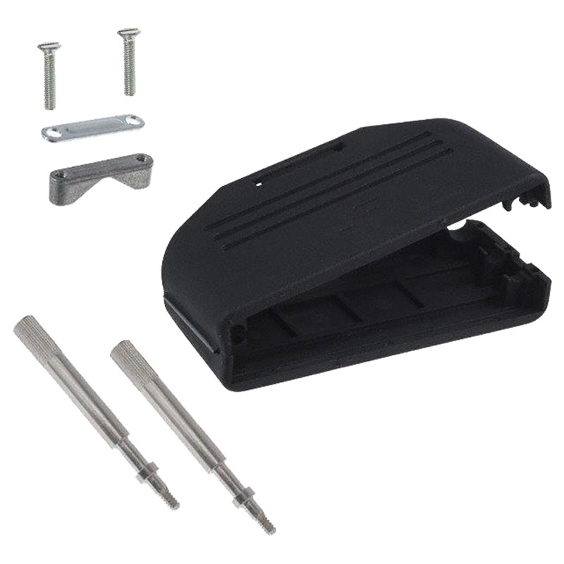 100 pcs - Amphenol ICC Thermoplastic D Sub Backshell, 50 Way, Strain Relief