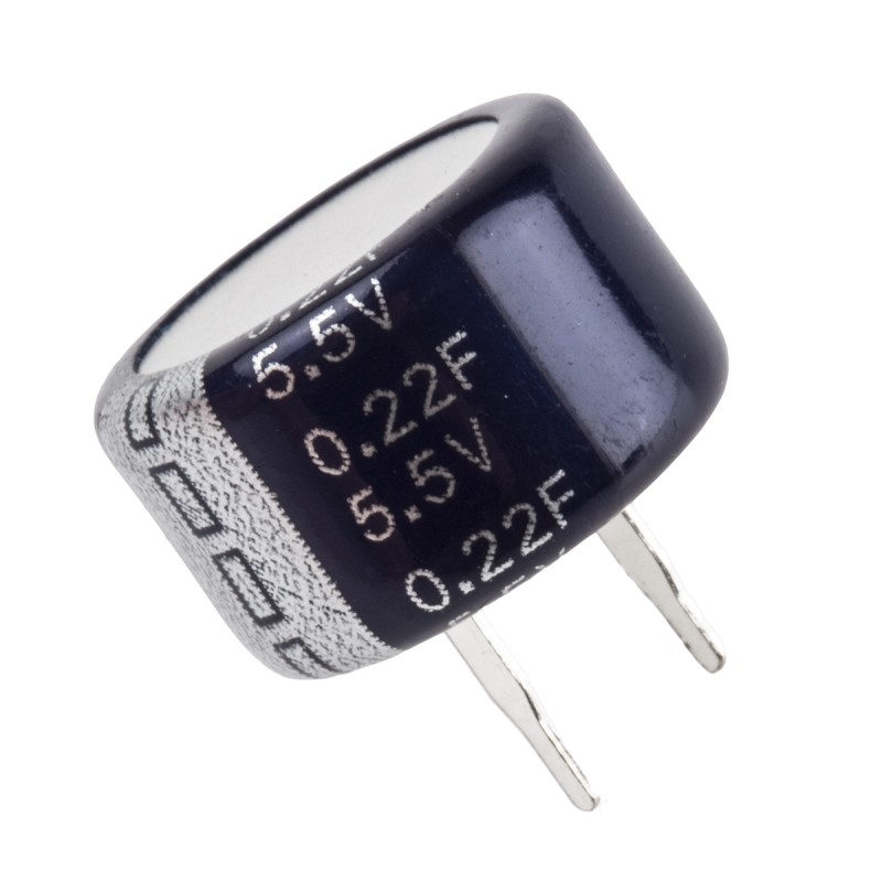 1 pcs - Eaton 0.22F Supercapacitor -20 - +80% Tolerance, 5.5V dc, Through Hole