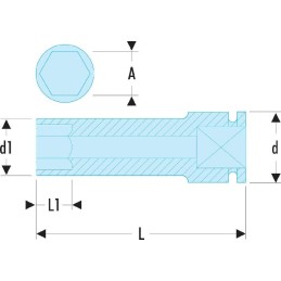 1 pcs - Facom 55mm, 1 in Drive Impact Socket Deep Impact Socket, 100 mm length