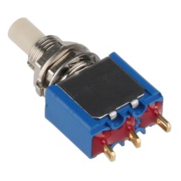 1 pcs - APEM Miniature Push Button Switch, Momentary, Panel Mount, 6.5mm Cutout, SPDT, 30V dc