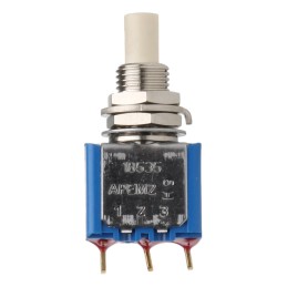 1 pcs - APEM Miniature Push Button Switch, Momentary, Panel Mount, 6.5mm Cutout, SPDT, 30V dc