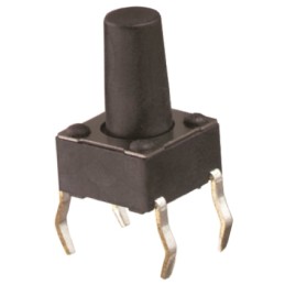 1 pcs - Black Tactile Switch, SPST 50 mA @ 12 V dc 3.6mm Through Hole