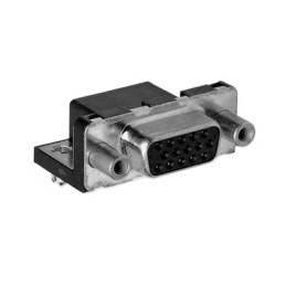 100 pcs - Amphenol ICC CD 15 Way Right Angle Plug-In Mount D-sub Connector Socket, 2.285mm Pitch, with Screw