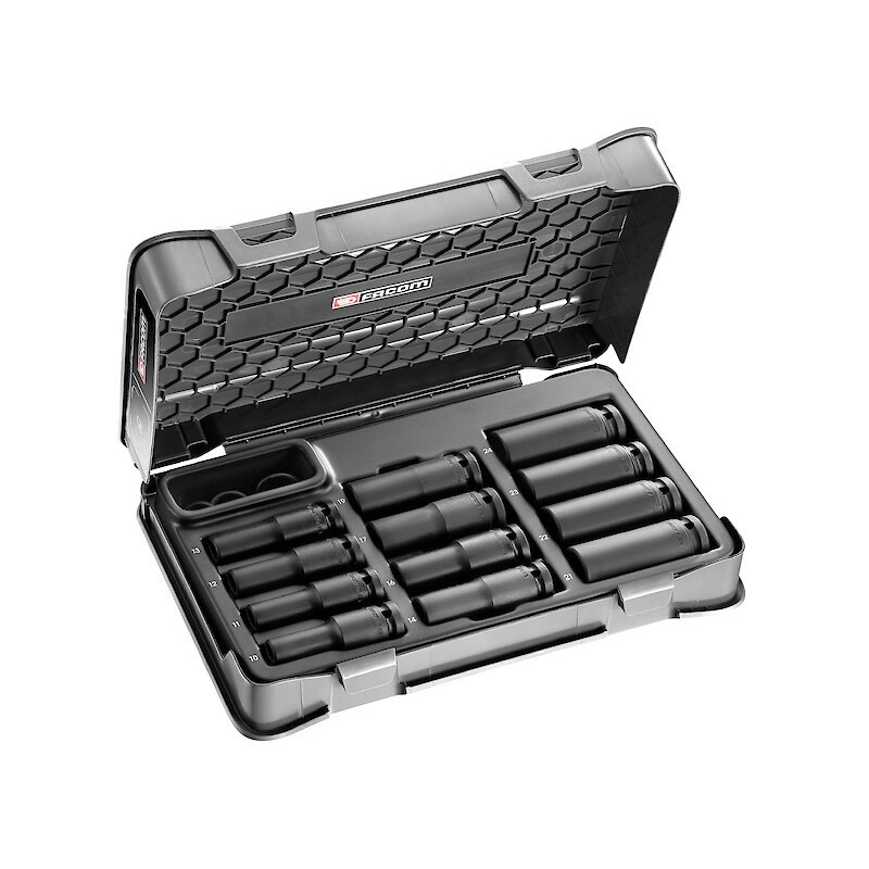 1 pcs - Facom 12-Piece Metric 1/2 in Deep Impact Socket Set , 12 point