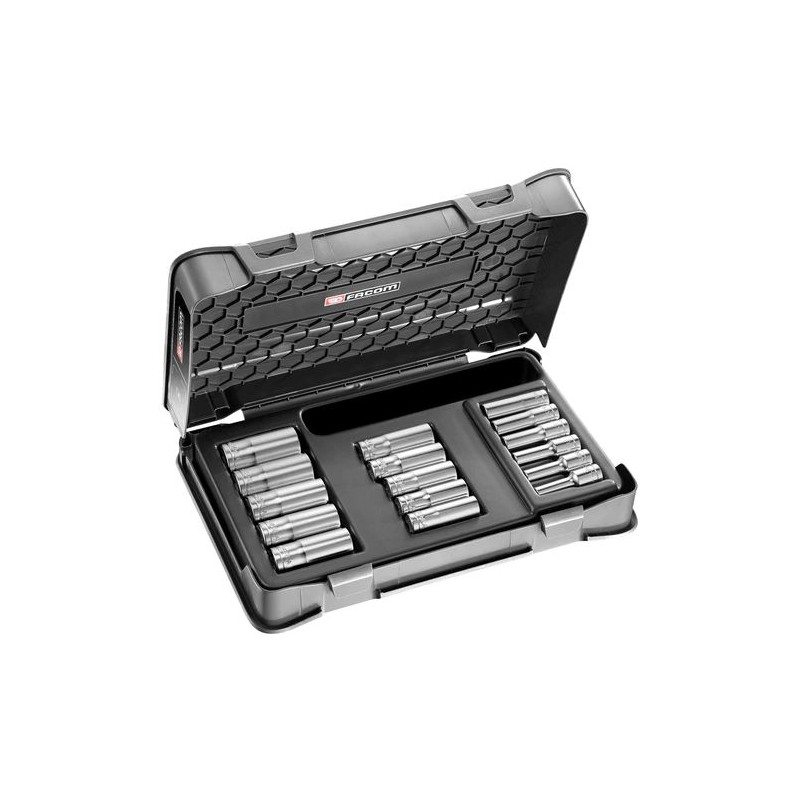 1 pcs - Facom 16-Piece Metric 3/8 in Deep Socket Set , 6 point